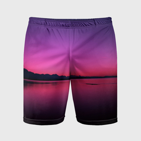 Мужские шорты спортивные с принтом Тёмные фиолетовые река и небо в Белгороде,  |  | 