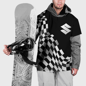 Накидка на куртку 3D с принтом Suzuki racing flag в Курске, 100% полиэстер |  | Тематика изображения на принте: 