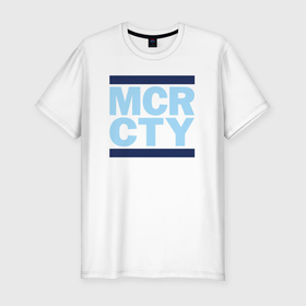 Мужская футболка хлопок Slim с принтом Run Manchester city , 92% хлопок, 8% лайкра | приталенный силуэт, круглый вырез ворота, длина до линии бедра, короткий рукав | 