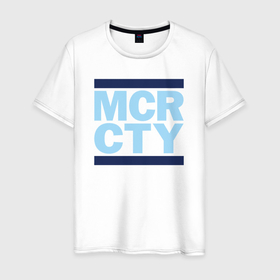 Мужская футболка хлопок с принтом Run Manchester city , 100% хлопок | прямой крой, круглый вырез горловины, длина до линии бедер, слегка спущенное плечо. | 