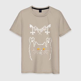 Светящаяся мужская футболка с принтом Mayhem rock cat в Тюмени,  |  | Тематика изображения на принте: 