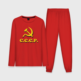 Мужская пижама с лонгсливом хлопок с принтом СССР серп и молот в Тюмени,  |  | 