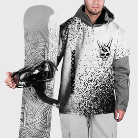 Накидка на куртку 3D с принтом Imagine Dragons и рок символ на светлом фоне в Курске, 100% полиэстер |  | 