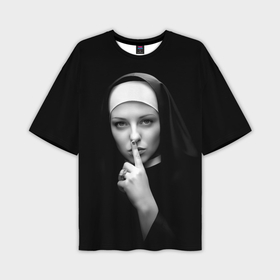 Мужская футболка oversize 3D с принтом Монашка жестом просит молчать в Белгороде,  |  | 