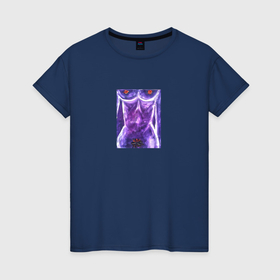Женская футболка хлопок с принтом body flowers в Курске, 100% хлопок | прямой крой, круглый вырез горловины, длина до линии бедер, слегка спущенное плечо | 