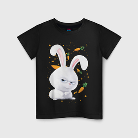 Светящаяся детская футболка с принтом Кролик Снежок и морковки в Кировске,  |  | 