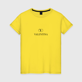 Женская футболка хлопок с принтом Валентина Valentino в Курске, 100% хлопок | прямой крой, круглый вырез горловины, длина до линии бедер, слегка спущенное плечо | 