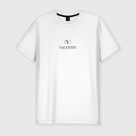 Мужская футболка хлопок Slim с принтом Валентин Valentino , 92% хлопок, 8% лайкра | приталенный силуэт, круглый вырез ворота, длина до линии бедра, короткий рукав | 
