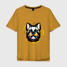 Мужская футболка хлопок Oversize с принтом Серьезная собака абстракция в Тюмени, 100% хлопок | свободный крой, круглый ворот, “спинка” длиннее передней части | 