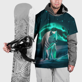 Накидка на куртку 3D с принтом Белый волк в зимнем лесу в Курске, 100% полиэстер |  | Тематика изображения на принте: 