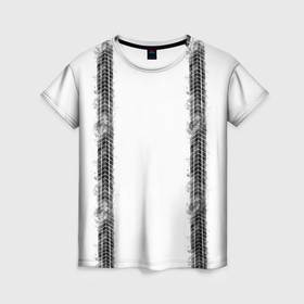 Женская футболка 3D с принтом следы автомобильных шин , 100% полиэфир ( синтетическое хлопкоподобное полотно) | прямой крой, круглый вырез горловины, длина до линии бедер | 