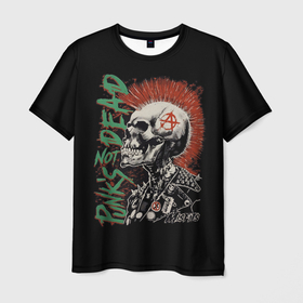Мужская футболка 3D с принтом Punks not dead в Санкт-Петербурге, 100% полиэфир | прямой крой, круглый вырез горловины, длина до линии бедер | Тематика изображения на принте: 