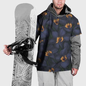 Накидка на куртку 3D с принтом Темно синие цветы в Белгороде, 100% полиэстер |  | Тематика изображения на принте: 