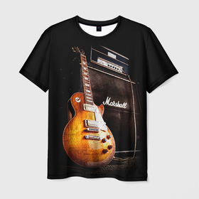 Мужская футболка 3D с принтом Рокерская  гитара в Тюмени, 100% полиэфир | прямой крой, круглый вырез горловины, длина до линии бедер | 