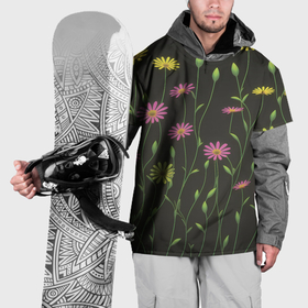 Накидка на куртку 3D с принтом Полевые цветочки на темном фоне в Курске, 100% полиэстер |  | Тематика изображения на принте: 