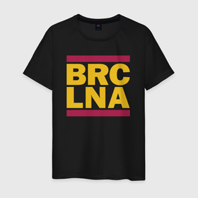 Мужская футболка хлопок с принтом Run Barcelona в Екатеринбурге, 100% хлопок | прямой крой, круглый вырез горловины, длина до линии бедер, слегка спущенное плечо. | 