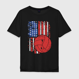 Мужская футболка хлопок Oversize с принтом Волейбол США в Санкт-Петербурге, 100% хлопок | свободный крой, круглый ворот, “спинка” длиннее передней части | Тематика изображения на принте: 