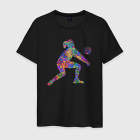 Мужская футболка хлопок с принтом Color volleyball в Екатеринбурге, 100% хлопок | прямой крой, круглый вырез горловины, длина до линии бедер, слегка спущенное плечо. | Тематика изображения на принте: 