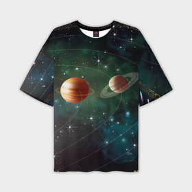 Мужская футболка oversize 3D с принтом Планетная система в Санкт-Петербурге,  |  | 