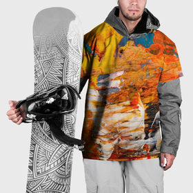 Накидка на куртку 3D с принтом Оранжевая красочная живопись в Белгороде, 100% полиэстер |  | Тематика изображения на принте: 