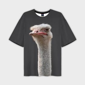 Мужская футболка oversize 3D с принтом Голова страуса в Петрозаводске,  |  | Тематика изображения на принте: 