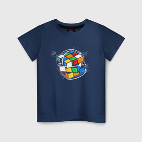 Детская футболка хлопок с принтом Кубик Рубика и математика в Петрозаводске, 100% хлопок | круглый вырез горловины, полуприлегающий силуэт, длина до линии бедер | 