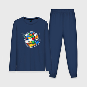 Мужская пижама с лонгсливом хлопок с принтом Кубик Рубика и математика в Тюмени,  |  | 