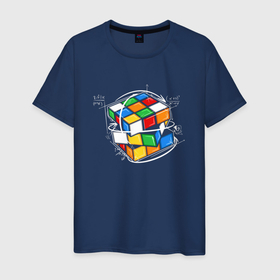 Мужская футболка хлопок с принтом Кубик Рубика и математика в Белгороде, 100% хлопок | прямой крой, круглый вырез горловины, длина до линии бедер, слегка спущенное плечо. | 