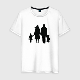 Мужская футболка хлопок с принтом Family силуэт , 100% хлопок | прямой крой, круглый вырез горловины, длина до линии бедер, слегка спущенное плечо. | 