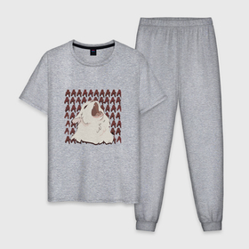 Мужская пижама хлопок с принтом кот орет ааааааааааа в Тюмени, 100% хлопок | брюки и футболка прямого кроя, без карманов, на брюках мягкая резинка на поясе и по низу штанин
 | Тематика изображения на принте: 