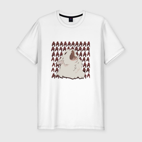 Мужская футболка хлопок Slim с принтом кот орет ааааааааааа в Тюмени, 92% хлопок, 8% лайкра | приталенный силуэт, круглый вырез ворота, длина до линии бедра, короткий рукав | Тематика изображения на принте: 