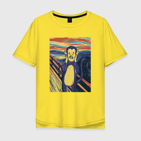 Мужская футболка хлопок Oversize с принтом Обезьяна мем в Петрозаводске, 100% хлопок | свободный крой, круглый ворот, “спинка” длиннее передней части | Тематика изображения на принте: 