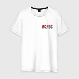 Мужская футболка хлопок с принтом AC DC рок в Курске, 100% хлопок | прямой крой, круглый вырез горловины, длина до линии бедер, слегка спущенное плечо. | 