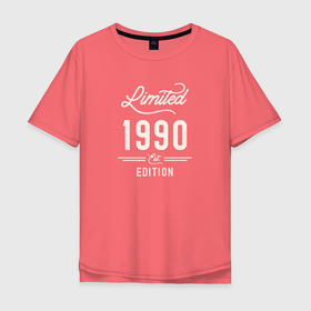 Мужская футболка хлопок Oversize с принтом 1990 ограниченный выпуск в Новосибирске, 100% хлопок | свободный крой, круглый ворот, “спинка” длиннее передней части | Тематика изображения на принте: 