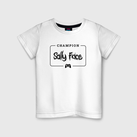 Детская футболка хлопок с принтом Sally Face gaming champion: рамка с лого и джойстиком , 100% хлопок | круглый вырез горловины, полуприлегающий силуэт, длина до линии бедер | 