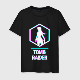 Мужская футболка хлопок с принтом Tomb Raider в стиле glitch и баги графики в Петрозаводске, 100% хлопок | прямой крой, круглый вырез горловины, длина до линии бедер, слегка спущенное плечо. | 