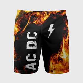 Мужские шорты спортивные с принтом AC DC и пылающий огонь в Кировске,  |  | 