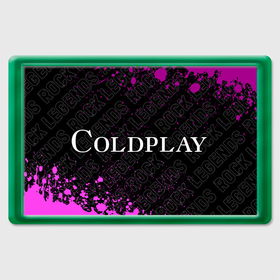 Магнит 45*70 с принтом Coldplay rock legends: надпись и символ в Санкт-Петербурге, Пластик | Размер: 78*52 мм; Размер печати: 70*45 | 