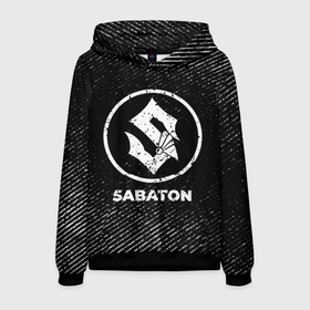 Мужская толстовка 3D с принтом Sabaton с потертостями на темном фоне в городе Новоалтайск, 100% полиэстер | двухслойный капюшон со шнурком для регулировки, мягкие манжеты на рукавах и по низу толстовки, спереди карман-кенгуру с мягким внутренним слоем. | 