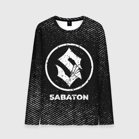 Мужской лонгслив 3D с принтом Sabaton с потертостями на темном фоне в городе Новоалтайск, 100% полиэстер | длинные рукава, круглый вырез горловины, полуприлегающий силуэт | 