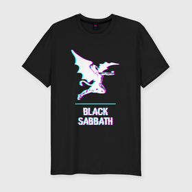Мужская футболка хлопок Slim с принтом Black Sabbath glitch rock в Екатеринбурге, 92% хлопок, 8% лайкра | приталенный силуэт, круглый вырез ворота, длина до линии бедра, короткий рукав | 