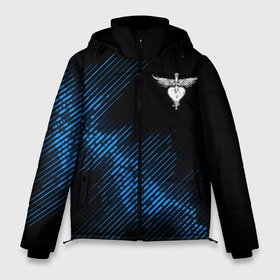 Мужская зимняя куртка 3D с принтом Bon Jovi звуковая волна в Екатеринбурге, верх — 100% полиэстер; подкладка — 100% полиэстер; утеплитель — 100% полиэстер | длина ниже бедра, свободный силуэт Оверсайз. Есть воротник-стойка, отстегивающийся капюшон и ветрозащитная планка. 

Боковые карманы с листочкой на кнопках и внутренний карман на молнии. | 