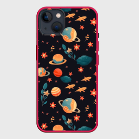 Чехол для iPhone 14 Plus с принтом Космос, звезды и цветы в Кировске,  |  | 