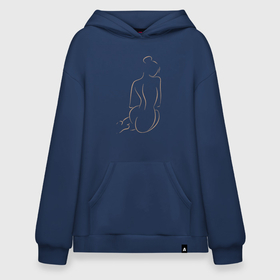 Худи SuperOversize хлопок с принтом Силуэт девушки: вид сзади в Ухте, 70% хлопок, 30% полиэстер, мягкий начес внутри | карман-кенгуру, эластичная резинка на манжетах и по нижней кромке, двухслойный капюшон
 | 