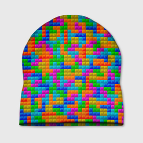 Шапка 3D с принтом Крупные блоки Тетрис в Тюмени, 100% полиэстер | универсальный размер, печать по всей поверхности изделия | 