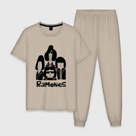 Мужская пижама хлопок с принтом Ramones панк рок группа в Белгороде, 100% хлопок | брюки и футболка прямого кроя, без карманов, на брюках мягкая резинка на поясе и по низу штанин
 | 