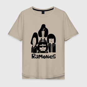Мужская футболка хлопок Oversize с принтом Ramones панк рок группа в Екатеринбурге, 100% хлопок | свободный крой, круглый ворот, “спинка” длиннее передней части | 