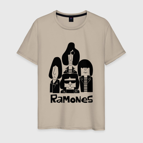 Мужская футболка хлопок с принтом Ramones панк рок группа в Белгороде, 100% хлопок | прямой крой, круглый вырез горловины, длина до линии бедер, слегка спущенное плечо. | 