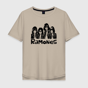Мужская футболка хлопок Oversize с принтом Ramones панк рок в Белгороде, 100% хлопок | свободный крой, круглый ворот, “спинка” длиннее передней части | 