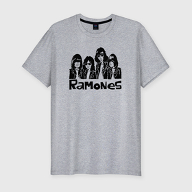 Мужская футболка хлопок Slim с принтом Ramones панк рок в Петрозаводске, 92% хлопок, 8% лайкра | приталенный силуэт, круглый вырез ворота, длина до линии бедра, короткий рукав | 
